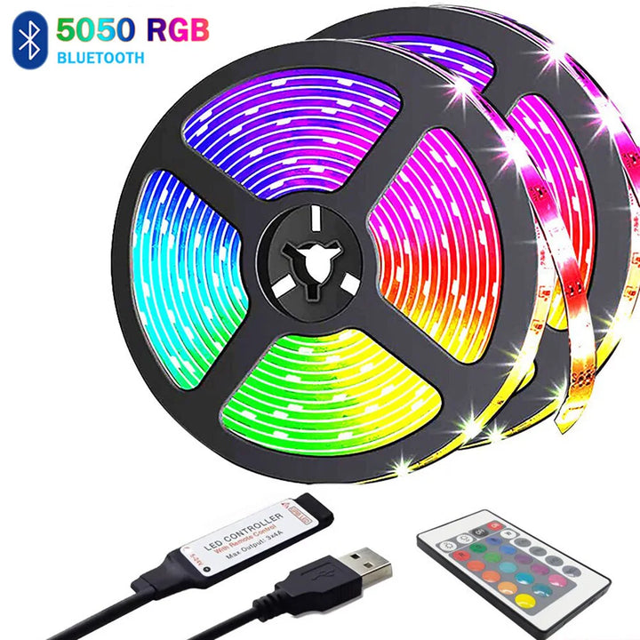 3M RGB 5050 USB LED Strip Light with 24Keys Remote Control TV Desktop